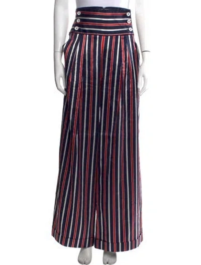 Pre-owned Dolce & Gabbana Silk Wide Leg Pants In Blue