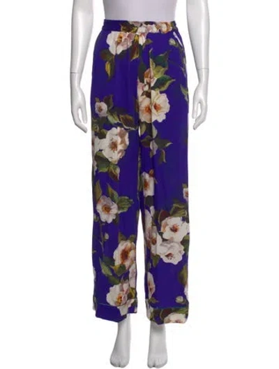 Pre-owned Dolce & Gabbana Silk Wide Leg Pants In Purple