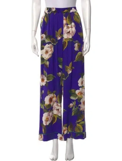 Pre-owned Dolce & Gabbana Silk Wide Leg Pants In Purple
