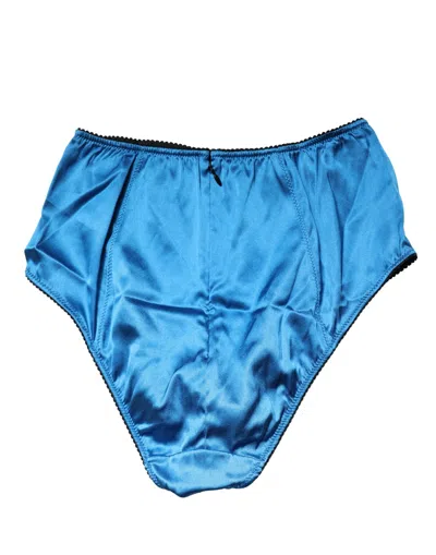 Dolce & Gabbana Silk-blend High-waist Shaping Girdle Panty In Blue