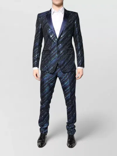 Dolce & Gabbana Silk-blend Slim-fit Single-breasted Suit In Blue
