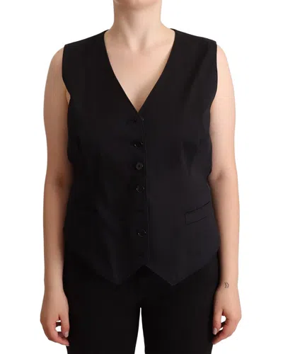 Dolce & Gabbana Silk-blend Vest In Black