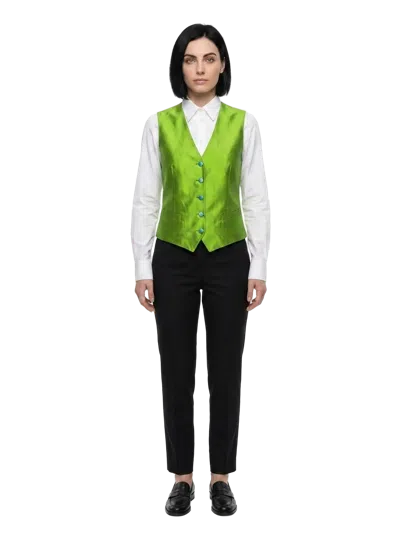 Dolce & Gabbana Silk-elastane Waistcoat In Green