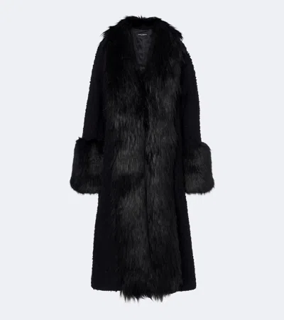 Dolce & Gabbana Silk-lined Wool-blend Coat In Black