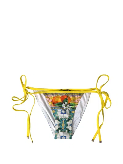 Dolce & Gabbana Silk-satin Lace-trim Shorts In Yellow