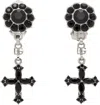 Dolce & Gabbana Cross Pendant Clip-on Earrings In N0012 Nero/argento