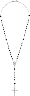 Dolce & Gabbana Silver & Black Rosary Necklace In 87655 Argento/pallad