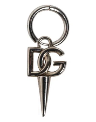 Dolce & Gabbana Silver Brass Dg Logo Metal Ring Holder Keychain Men's Keyring