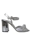 Dolce & Gabbana Silver Lambskin Leather Heels Sandals Shoes In Silver