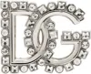 Dolce & Gabbana Rhinestone-detailed Dg Logo Pin Brooch In 87655 Argento/pallad