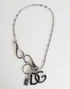 Dolce & Gabbana Silver Dg Logo Key Holder Keychain Bag Charm Men's Keyring In Metallic