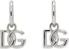 Dolce & Gabbana Silver 'dg' Logo Pendant Hoop Earrings In Argento/palladio
