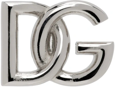 Dolce & Gabbana Silver Dg Logo Pin In Argento/palladio