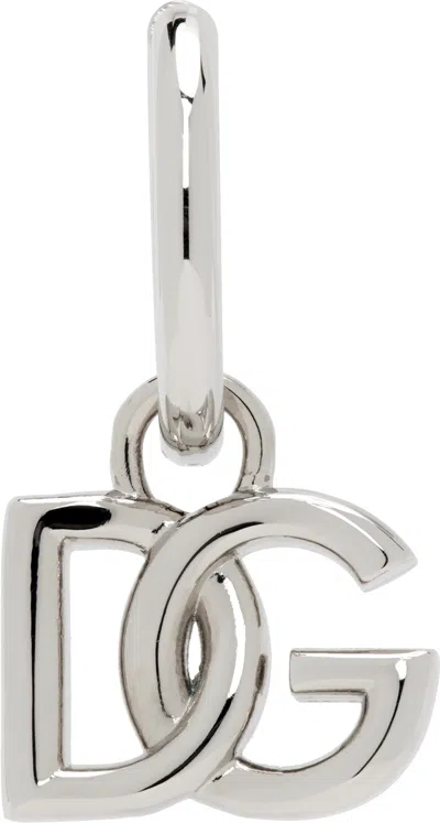 Dolce & Gabbana Silver 'dg' Logo Single Earring In Argento/palladio