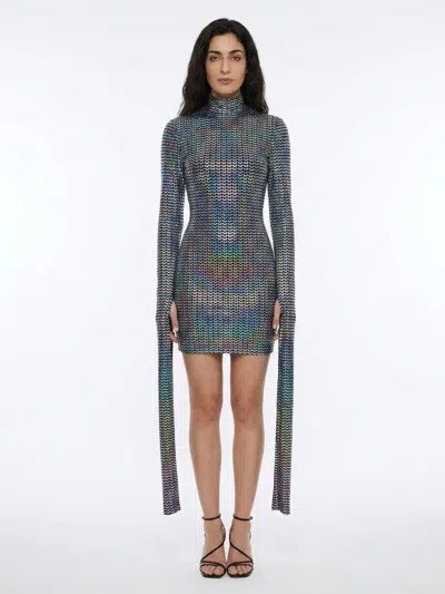Dolce & Gabbana Metallic Knit Turtleneck Tunic In Gray