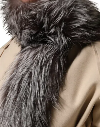 Dolce & Gabbana Silver Fox Fur Shawl In White