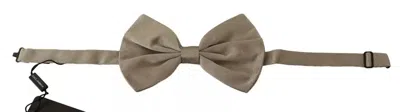 Dolce & Gabbana Silver Gray 100% Silk Adjustable Neck Bow Men's Tie In Brown