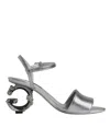 Dolce & Gabbana Silver Keira Heels Ankle Strap Sandals Shoes