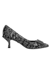 Dolce & Gabbana Silver Lace Dg Amore Heels Pumps Shoes In Black