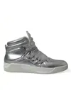 DOLCE & GABBANA DOLCE & GABBANA SILVER LEATHER BENELUX HIGH TOP SNEAKERS MEN'S SHOES