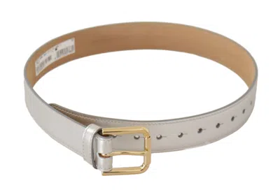 Dolce & Gabbana Leather Belt Gold Tone Logo Buckle In Neutral