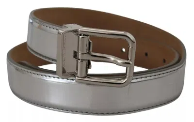 Pre-owned Dolce & Gabbana Silver Leather Metal Buckle Women's Belt ()