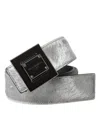 Dolce & Gabbana Silver Leather Square Metal Buckle Belt In Silver