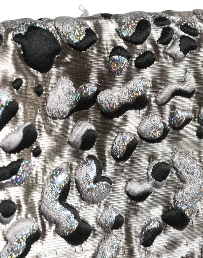 Dolce & Gabbana Silver Leopard Jacquard Mid Waist Mini Skirt In Multi