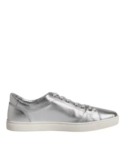 Pre-owned Dolce & Gabbana Silver London Low Top Leather Sneakers Men's Shoes ()
