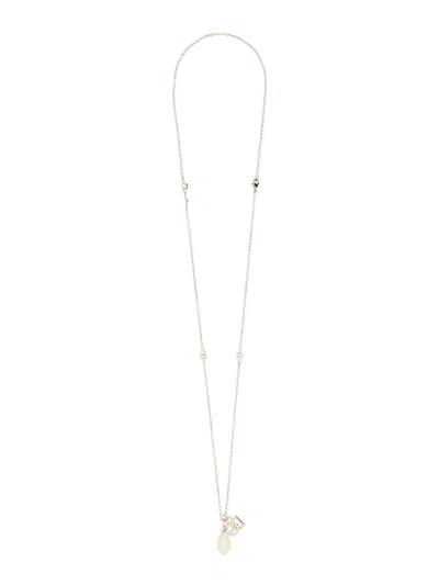 Dolce & Gabbana Dg Logo Drop Necklace In Silver
