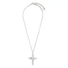 Dolce & Gabbana Cross Necklace With Rhinestones Accessories In Silver