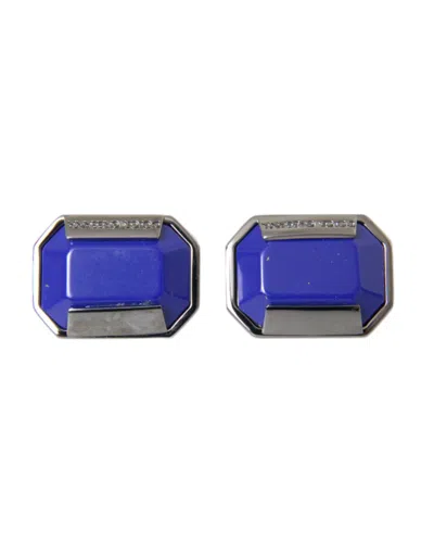 Dolce & Gabbana Silver Plated Brass Pin Crystal Cufflinks In Metallic