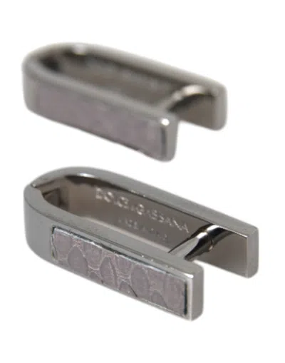 Dolce & Gabbana Silver Plated Metal Brass Pin Men Cufflinks In Metallic