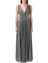 Dolce & Gabbana Long Pleated Dress With Micro-sequin Embellishment In Gray