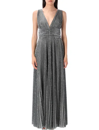 Dolce & Gabbana Silver Pliss-effect Gown