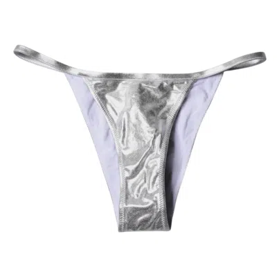 Dolce & Gabbana Silver Polyester Beachwear Bikini Bottom Women's Swimwear