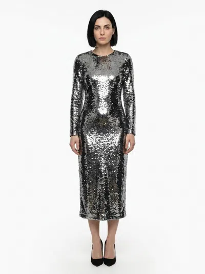 Dolce & Gabbana Sequin Dress In Gray