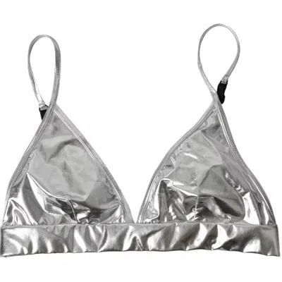 Pre-owned Dolce & Gabbana Silver Polyester Sleeveless Bustier Crop Women's Top ()