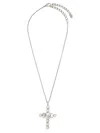 Dolce & Gabbana Cross Necklace With Rhinestones Accessories In Silver