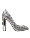 Dolce & Gabbana Silver Sequin Embellished Heels Pumps Shoes In Silver