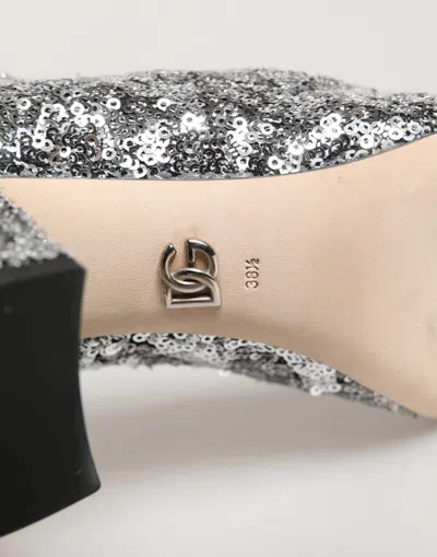 Dolce & Gabbana Silver Sequined Boot