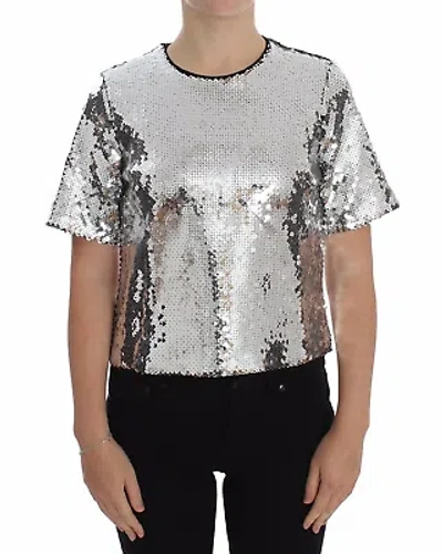 Pre-owned Dolce & Gabbana Sequined Elegance Blouse In Silver