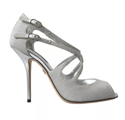 Dolce & Gabbana Silver Shimmers Sandals Heel Pumps Women's Shoes