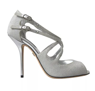 Pre-owned Dolce & Gabbana Silver Shimmers Sandals Heel Pumps Women's Shoes ()