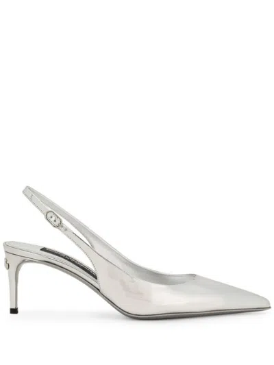DOLCE & GABBANA SILVER SLINGBACK HEELS