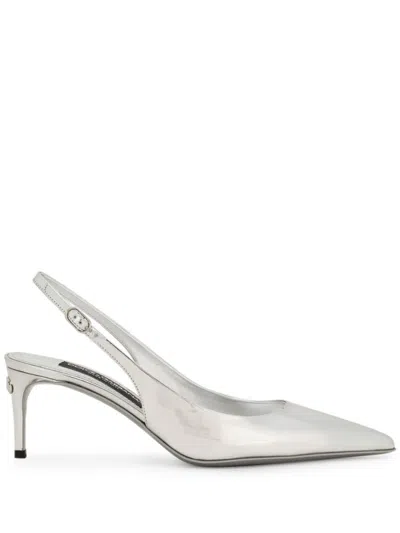 DOLCE & GABBANA DOLCE & GABBANA SILVER SLINGBACK LOW-HEELED SHOES