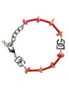 Dolce & Gabbana Silver Tone Brass Beaded Resin Dg Logo Chain Bracelet