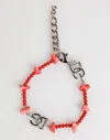 Dolce & Gabbana Silver Tone Brass Beaded Resin Dg Logo Chain Men Bracelet