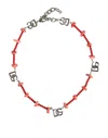 Dolce & Gabbana Silver Tone Brass Beaded Resin Dg Logo Chain Necklace