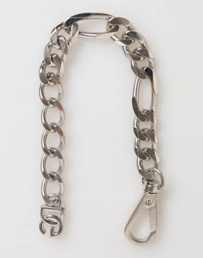 Pre-owned Dolce & Gabbana Silver Tone Brass Chain Lobster Clasp Dg Logo Men's Bracelet ()